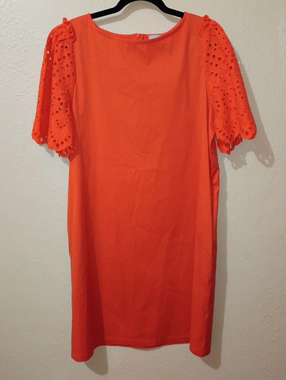 NWOT CHICO'S SIZE 12 Orange Eyelet Sleeve Dress with Pockets